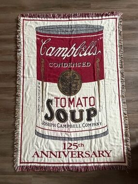 VERY RARE Campbell's Tomato Soup Tapestry Throw 1980s